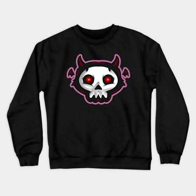 Cute Kawaii Flying Monster Skull Paint Face Wings Halloween Crewneck Sweatshirt by SinBle